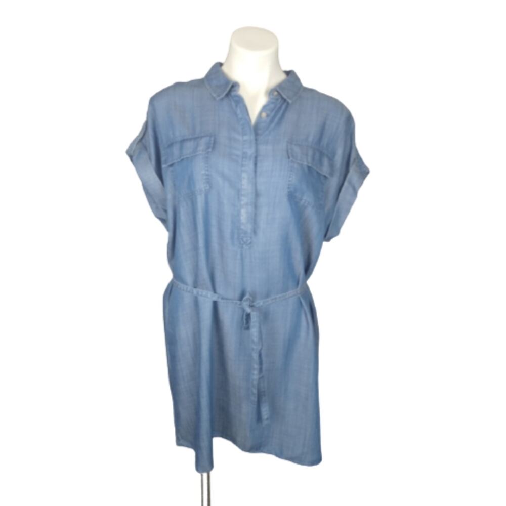 Two by Vince Camuto Belted Chambray Shirt dress Size Large